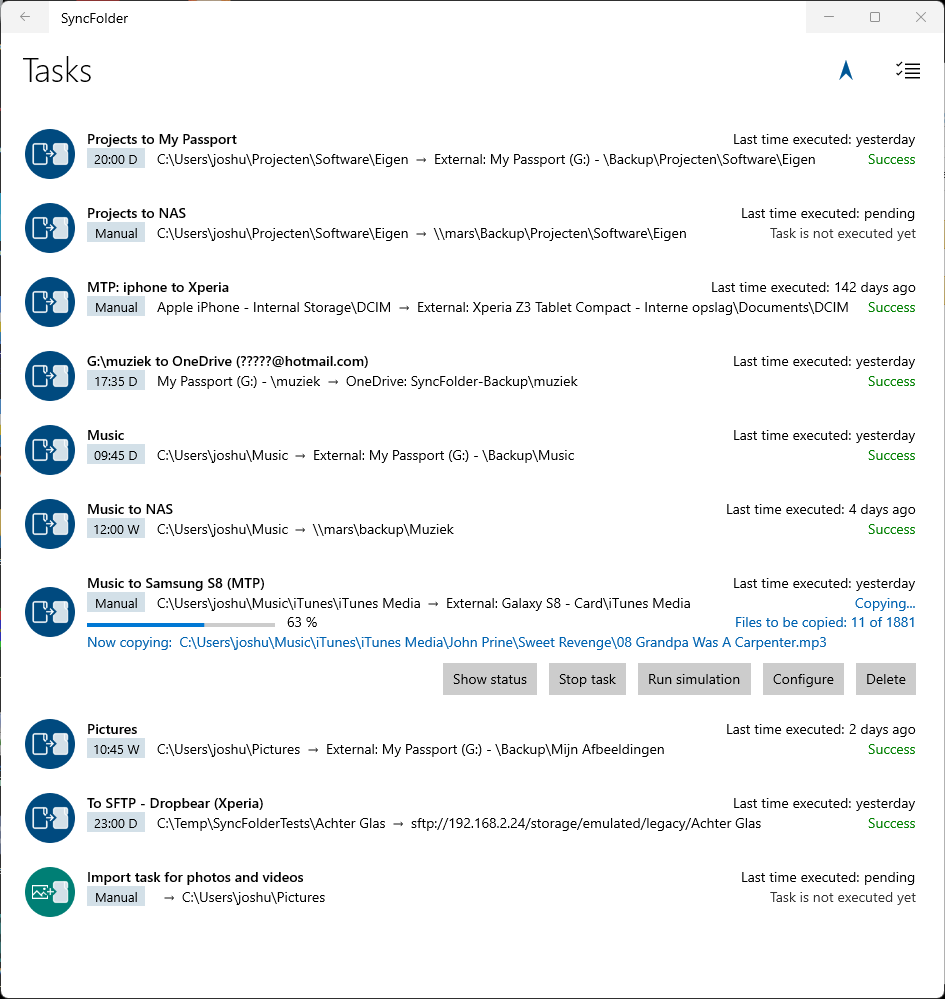 Multi Task Folder SyncFolder